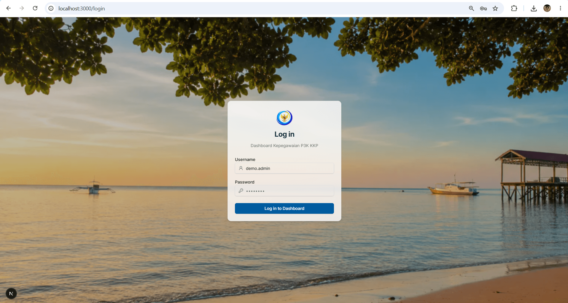 Dashboard Kepegawaian P3K login page